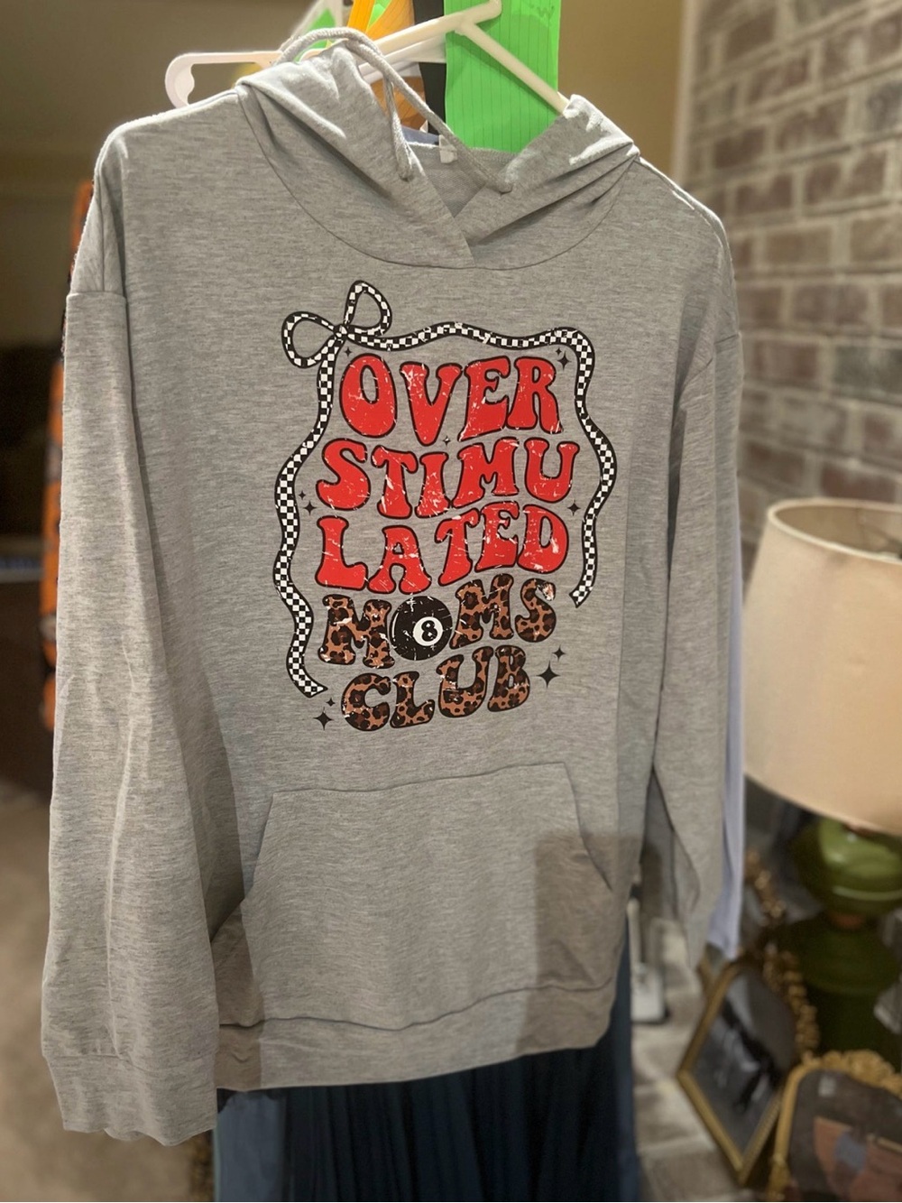 Gray "Overstimulated Moms Club" Graphic Crewneck Sweatshirt